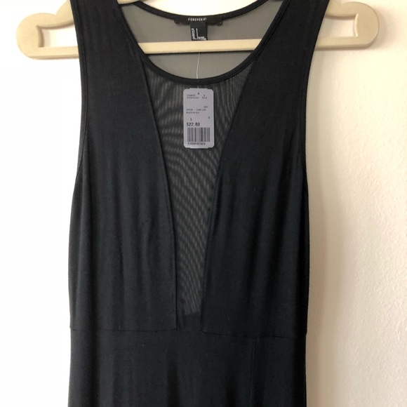 Forever 21 Black Dress Mesh Open Back Detail Large - Picture 4 of 5
